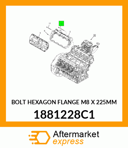 BOLT HEXAGON FLANGE M8 X 225MM 1881228C1