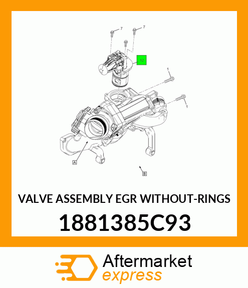 VALVE ASSEMBLY EGR WITHOUT-RINGS 1881385C93