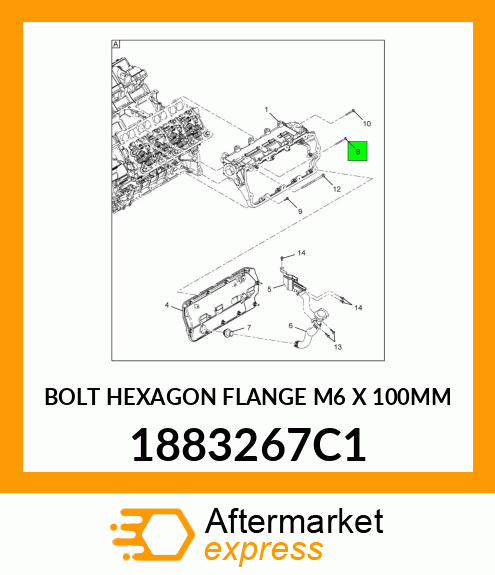 BOLT HEXAGON FLANGE M6 X 100MM 1883267C1