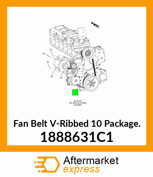 Fan Belt V-Ribbed 10 Package. 1888631C1