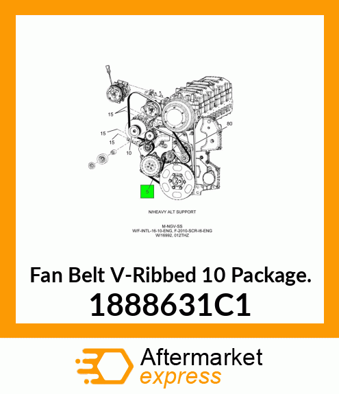 Fan Belt V-Ribbed 10 Package. 1888631C1