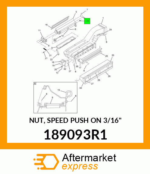 NUT, SPEED PUSH ON 3/16" 189093R1