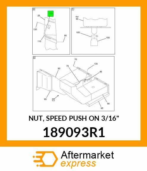 NUT, SPEED PUSH ON 3/16" 189093R1