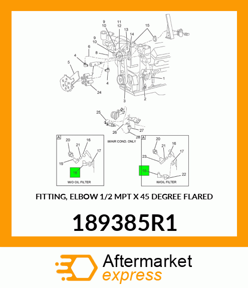 FITTING, ELBOW 1/2" MPT X 45 DEGREE FLARED 189385R1