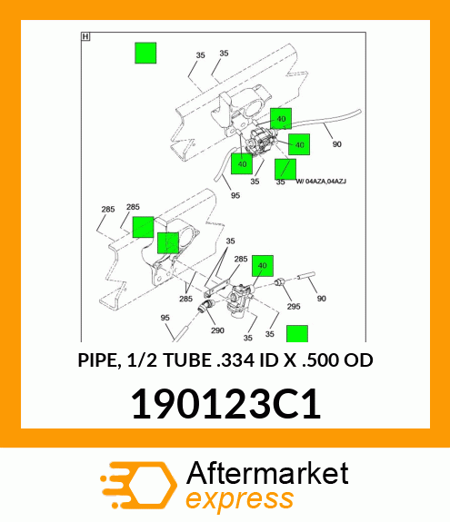 PIPE, 1/2 TUBE .334 ID X .500 OD 190123C1