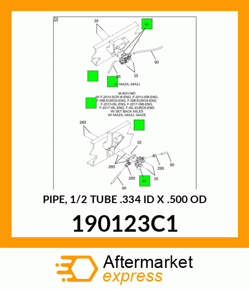 PIPE, 1/2 TUBE .334 ID X .500 OD 190123C1