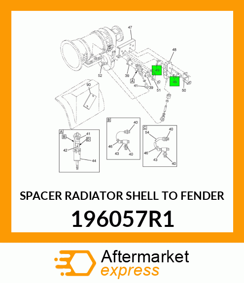 SPACER RADIATOR SHELL TO FENDER 196057R1