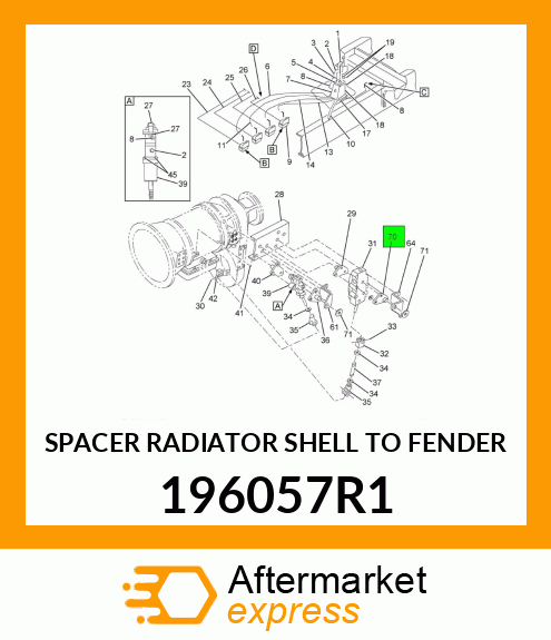 SPACER RADIATOR SHELL TO FENDER 196057R1