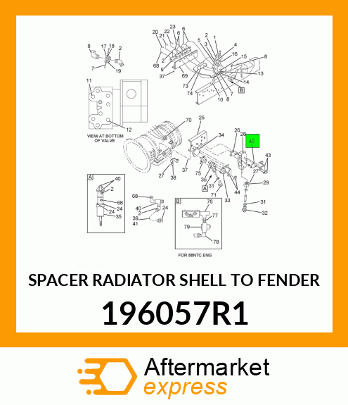 SPACER RADIATOR SHELL TO FENDER 196057R1