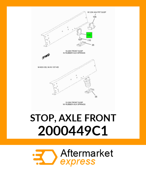 STOP, AXLE FRONT 2000449C1