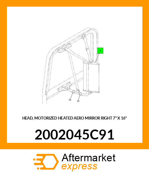 HEAD, MOTORIZED HEATED AERO MIRROR RIGHT 7" X 16" 2002045C91