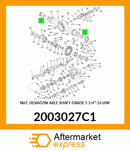 NUT, HEXAGON AXLE SHAFT GRADE 5 3/4"-16 UNF 2003027C1