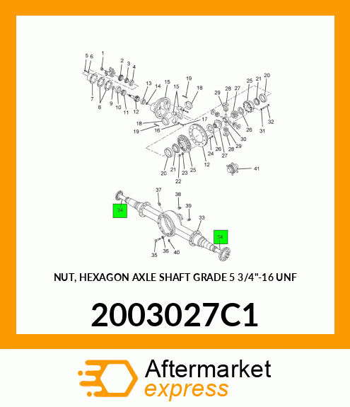 NUT, HEXAGON AXLE SHAFT GRADE 5 3/4"-16 UNF 2003027C1