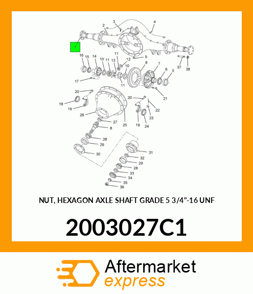 NUT, HEXAGON AXLE SHAFT GRADE 5 3/4"-16 UNF 2003027C1