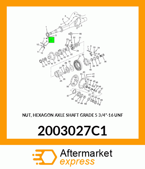 NUT, HEXAGON AXLE SHAFT GRADE 5 3/4"-16 UNF 2003027C1
