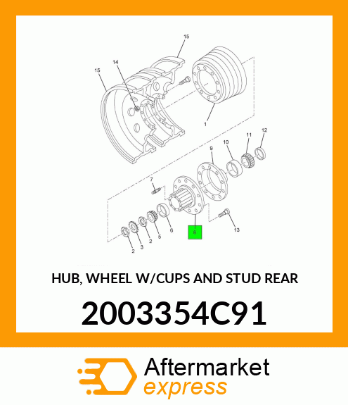 HUB, WHEEL W/CUPS AND STUD REAR 2003354C91