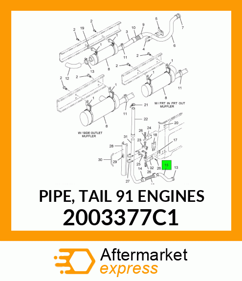 PIPE, TAIL 91 ENGINES 2003377C1