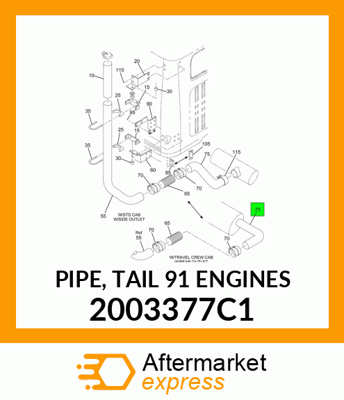 PIPE, TAIL 91 ENGINES 2003377C1