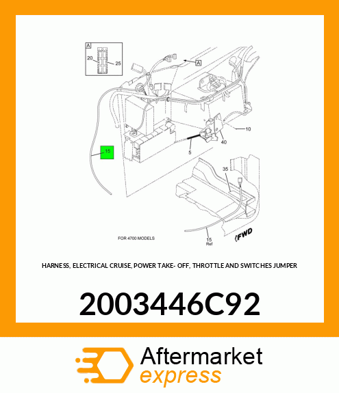 HARNESS, ELECTRICAL CRUISE, POWER TAKE- OFF, THROTTLE AND SWITCHES JUMPER 2003446C92