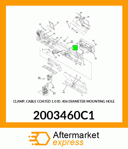 CLAMP, CABLE COATED 1.0 ID .406 DIAMETER MOUNTING HOLE 2003460C1