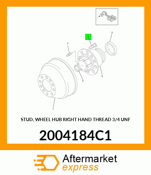 STUD, WHEEL HUB RIGHT HAND THREAD 3/4" UNF 2004184C1