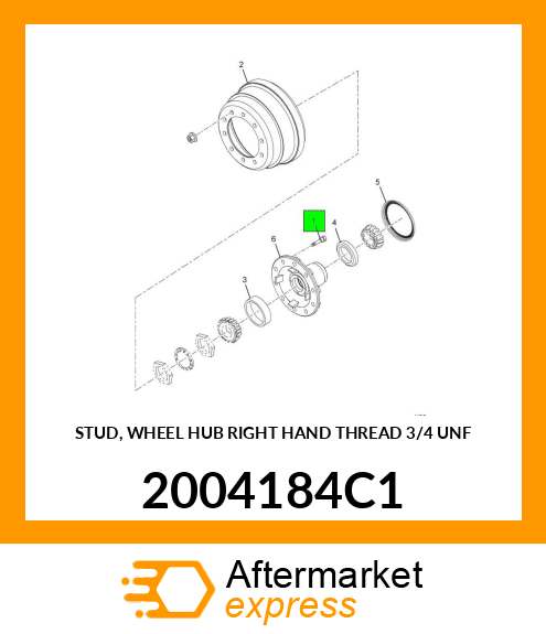 STUD, WHEEL HUB RIGHT HAND THREAD 3/4" UNF 2004184C1