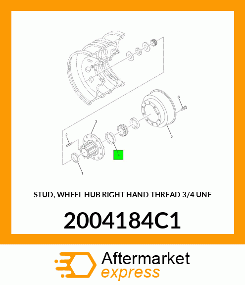 STUD, WHEEL HUB RIGHT HAND THREAD 3/4" UNF 2004184C1