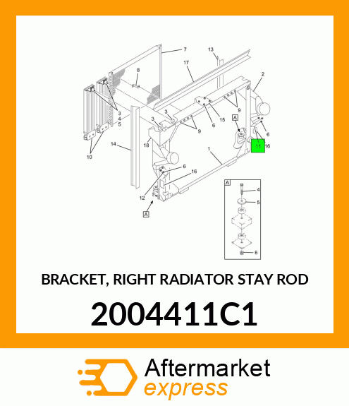 BRACKET, RIGHT RADIATOR STAY ROD 2004411C1