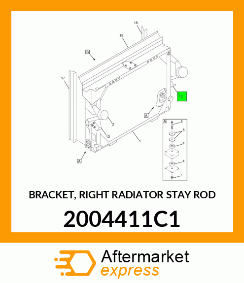 BRACKET, RIGHT RADIATOR STAY ROD 2004411C1