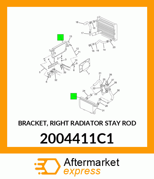 BRACKET, RIGHT RADIATOR STAY ROD 2004411C1