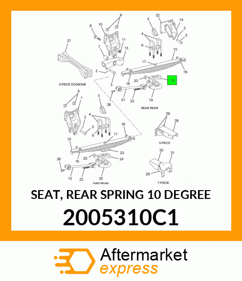 SEAT, REAR SPRING 10 DEGREE 2005310C1