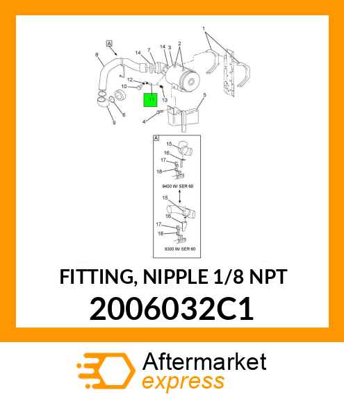 FITTING, NIPPLE 1/8" NPT 2006032C1