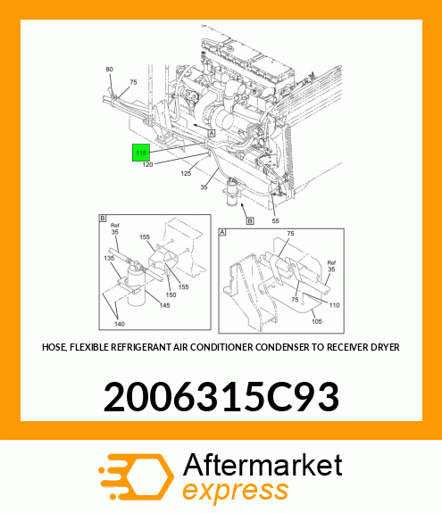 HOSE, FLEXIBLE REFRIGERANT AIR CONDITIONER CONDENSER TO RECEIVER DRYER 2006315C93