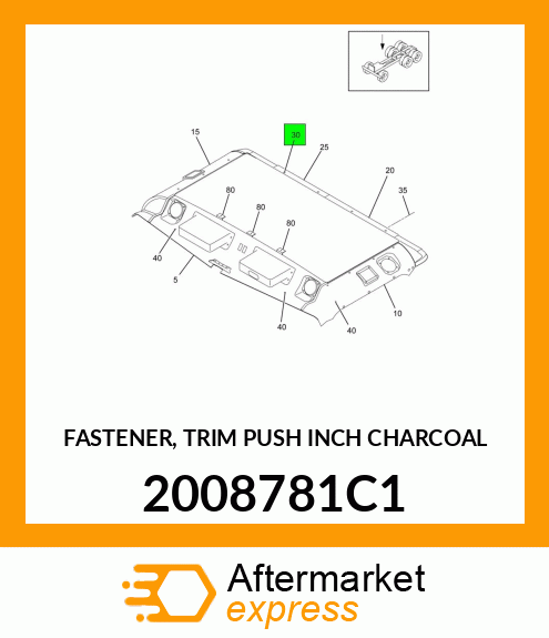 FASTENER, TRIM PUSH INCH CHARCOAL 2008781C1