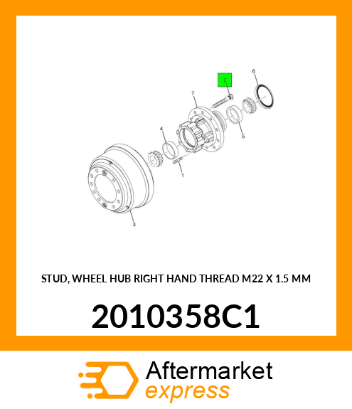 STUD, WHEEL HUB RIGHT HAND THREAD M22 X 1.5 MM 2010358C1