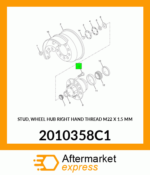 STUD, WHEEL HUB RIGHT HAND THREAD M22 X 1.5 MM 2010358C1