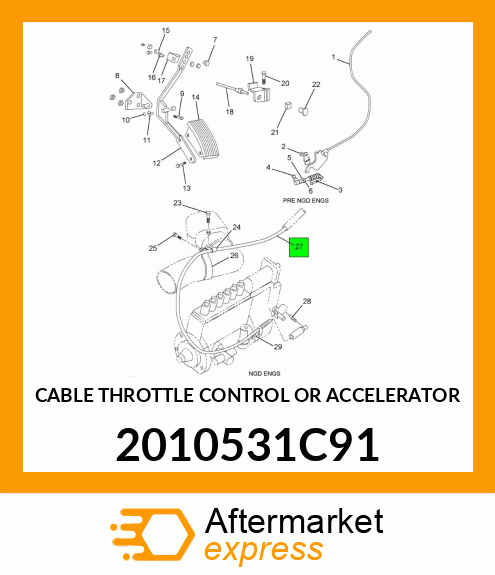 CABLE THROTTLE CONTROL OR ACCELERATOR 2010531C91