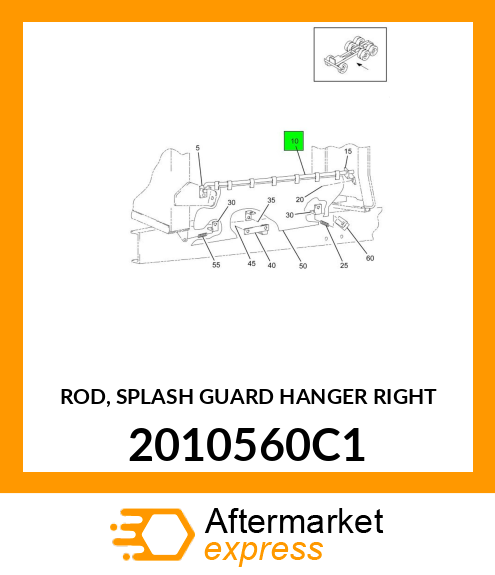 ROD, SPLASH GUARD HANGER RIGHT 2010560C1
