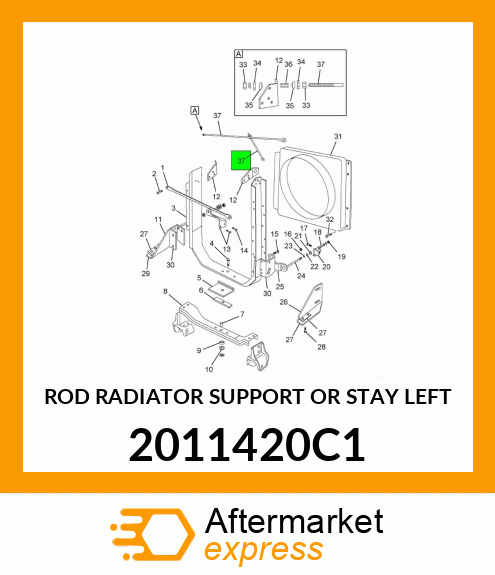 ROD RADIATOR SUPPORT OR STAY LEFT 2011420C1