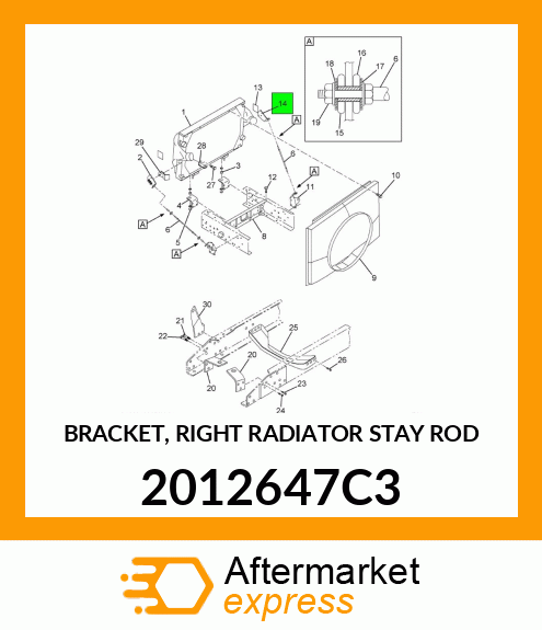 BRACKET, RIGHT RADIATOR STAY ROD 2012647C3