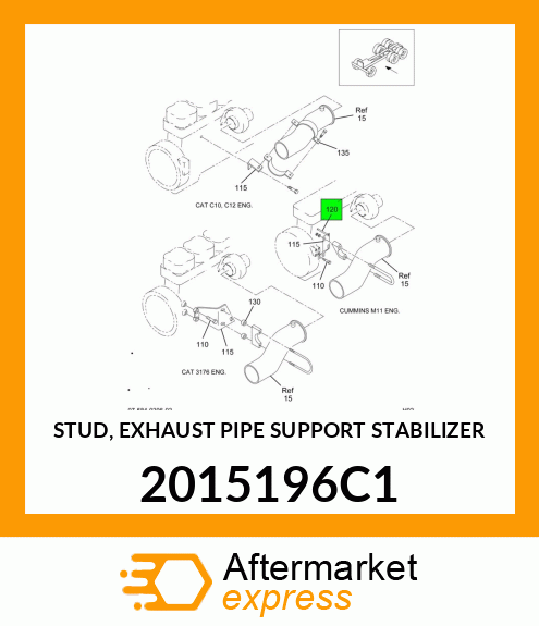 STUD, EXHAUST PIPE SUPPORT STABILIZER 2015196C1