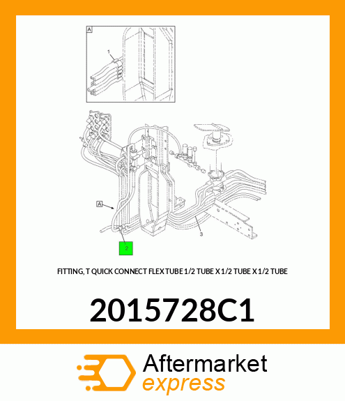 FITTING, "T" QUICK CONNECT FLEX TUBE 1/2" TUBE X 1/2" TUBE X 1/2" TUBE 2015728C1