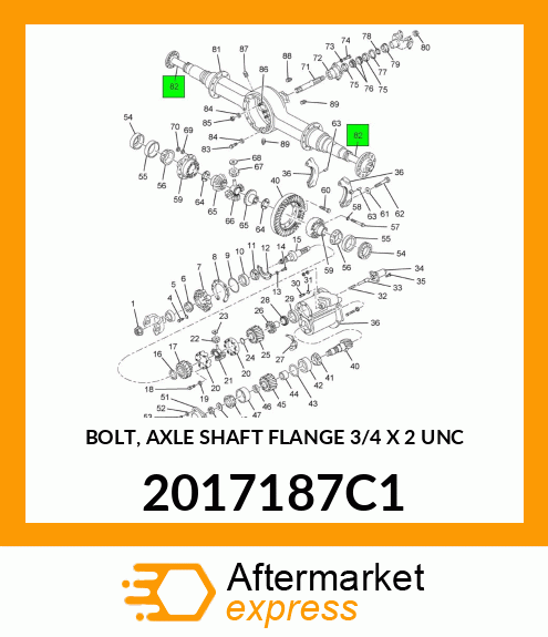BOLT, AXLE SHAFT FLANGE 3/4" X 2" UNC 2017187C1