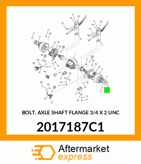 BOLT, AXLE SHAFT FLANGE 3/4" X 2" UNC 2017187C1