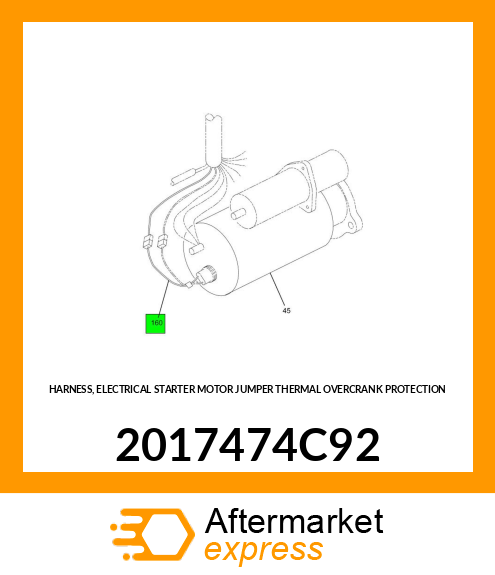 HARNESS, ELECTRICAL STARTER MOTOR JUMPER THERMAL OVERCRANK PROTECTION 2017474C92