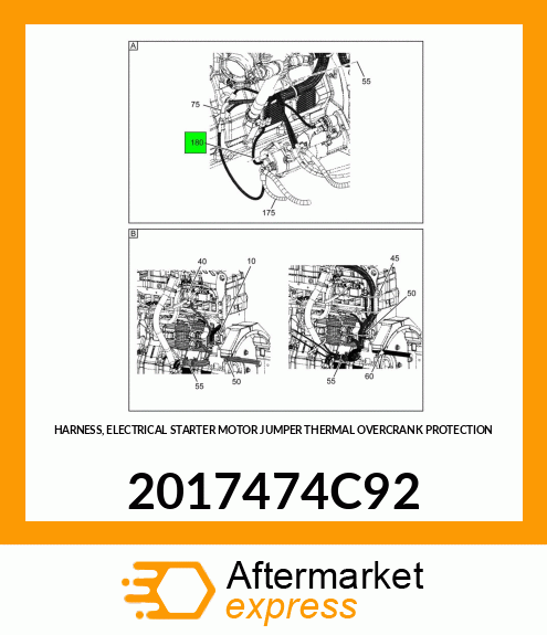 HARNESS, ELECTRICAL STARTER MOTOR JUMPER THERMAL OVERCRANK PROTECTION 2017474C92