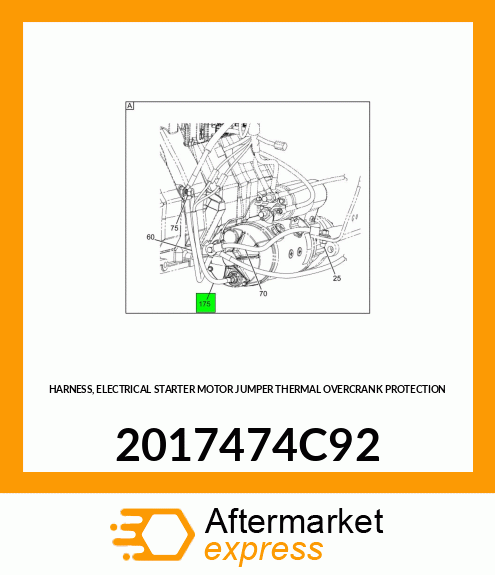 HARNESS, ELECTRICAL STARTER MOTOR JUMPER THERMAL OVERCRANK PROTECTION 2017474C92