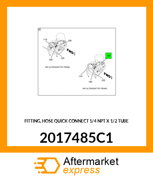 FITTING, HOSE QUICK CONNECT 1/4" NPT X 1/2" TUBE 2017485C1