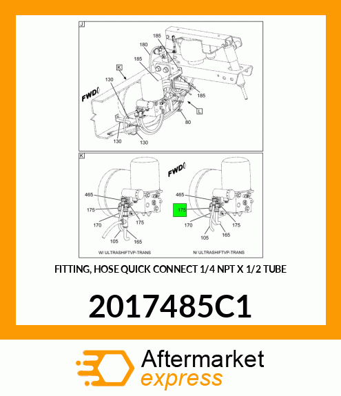 FITTING, HOSE QUICK CONNECT 1/4" NPT X 1/2" TUBE 2017485C1