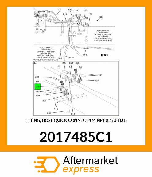 FITTING, HOSE QUICK CONNECT 1/4" NPT X 1/2" TUBE 2017485C1